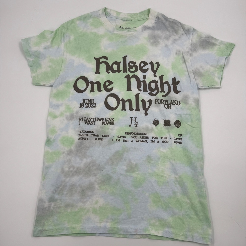Halsey One Night‎ Only Portland 2022 Tie Dye Graphic T-Shirt Small Green Grey